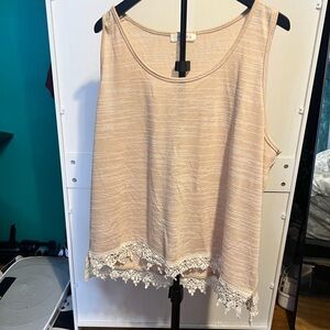 Umgee Lace Trim Tank Top - Light Pink